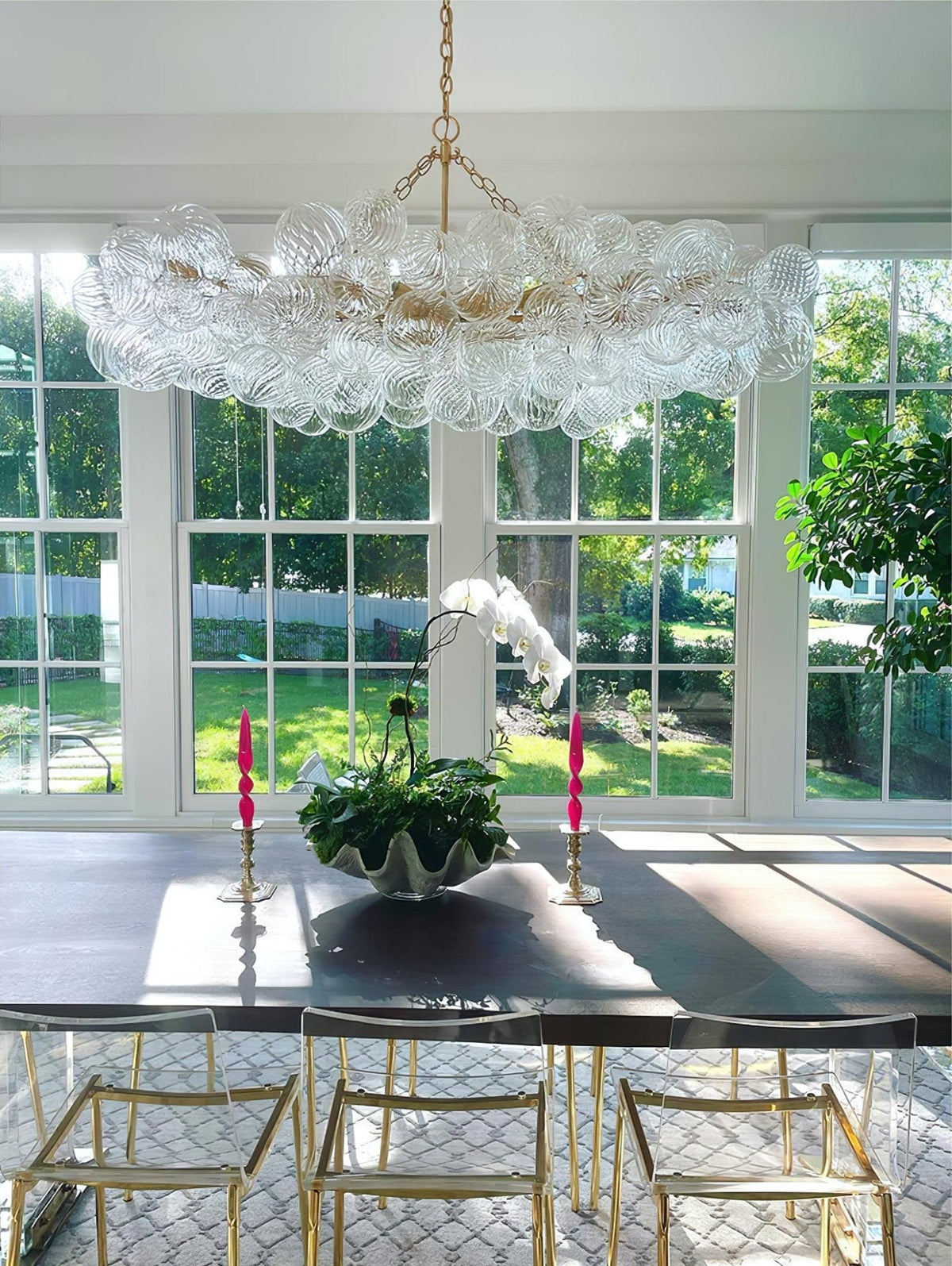 Lumière Cascade Glass Ball Chandelier – Modern Sculptural Pendant Light