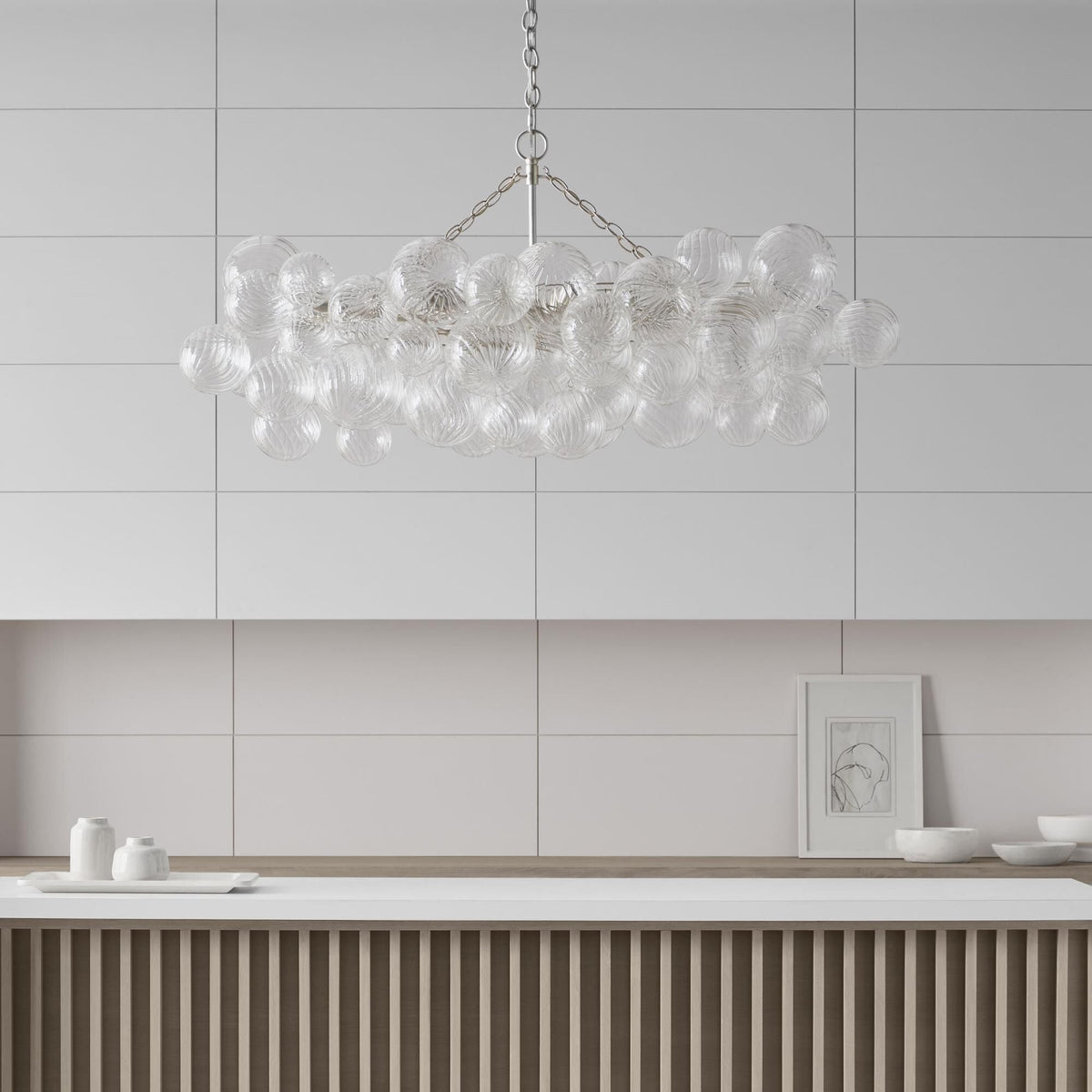 Lumière Cascade Glass Ball Chandelier – Modern Sculptural Pendant Light