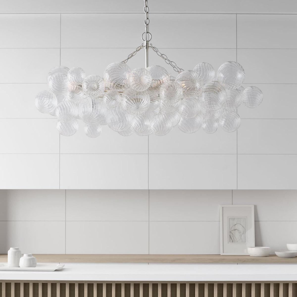 Lumière Cascade Glass Ball Chandelier – Modern Sculptural Pendant Light