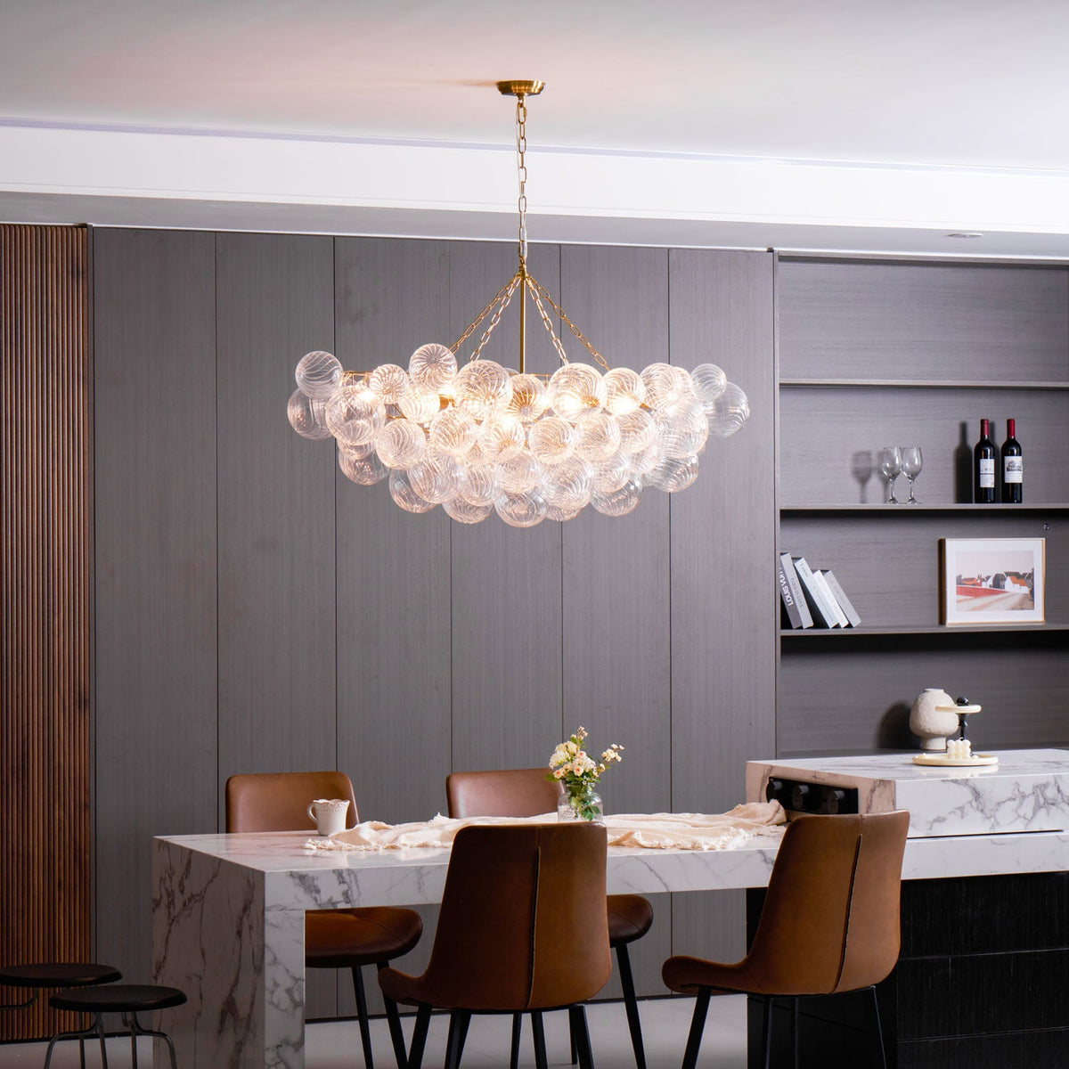 Lumière Cascade Glass Ball Chandelier – Modern Sculptural Pendant Light