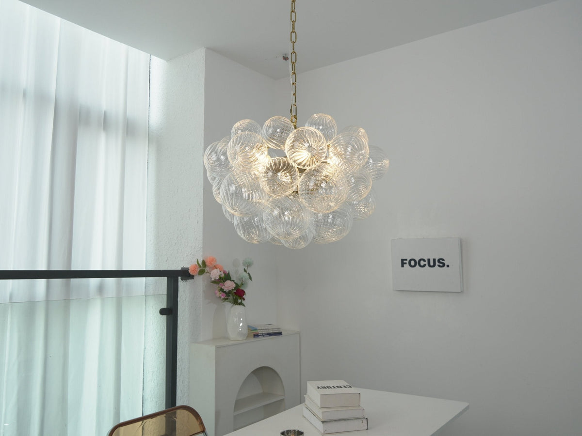 Lumière Cascade Glass Ball Chandelier – Modern Sculptural Pendant Light
