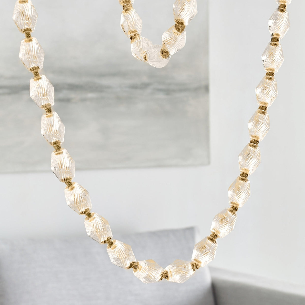 Riviere Glass Chain Chandelier – Modern Linear LED Pendant Light