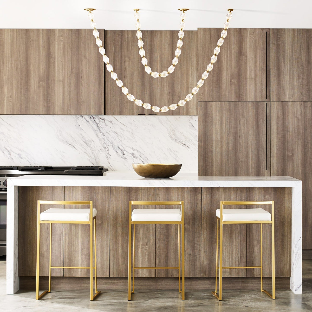 Riviere Glass Chain Chandelier – Modern Linear LED Pendant Light