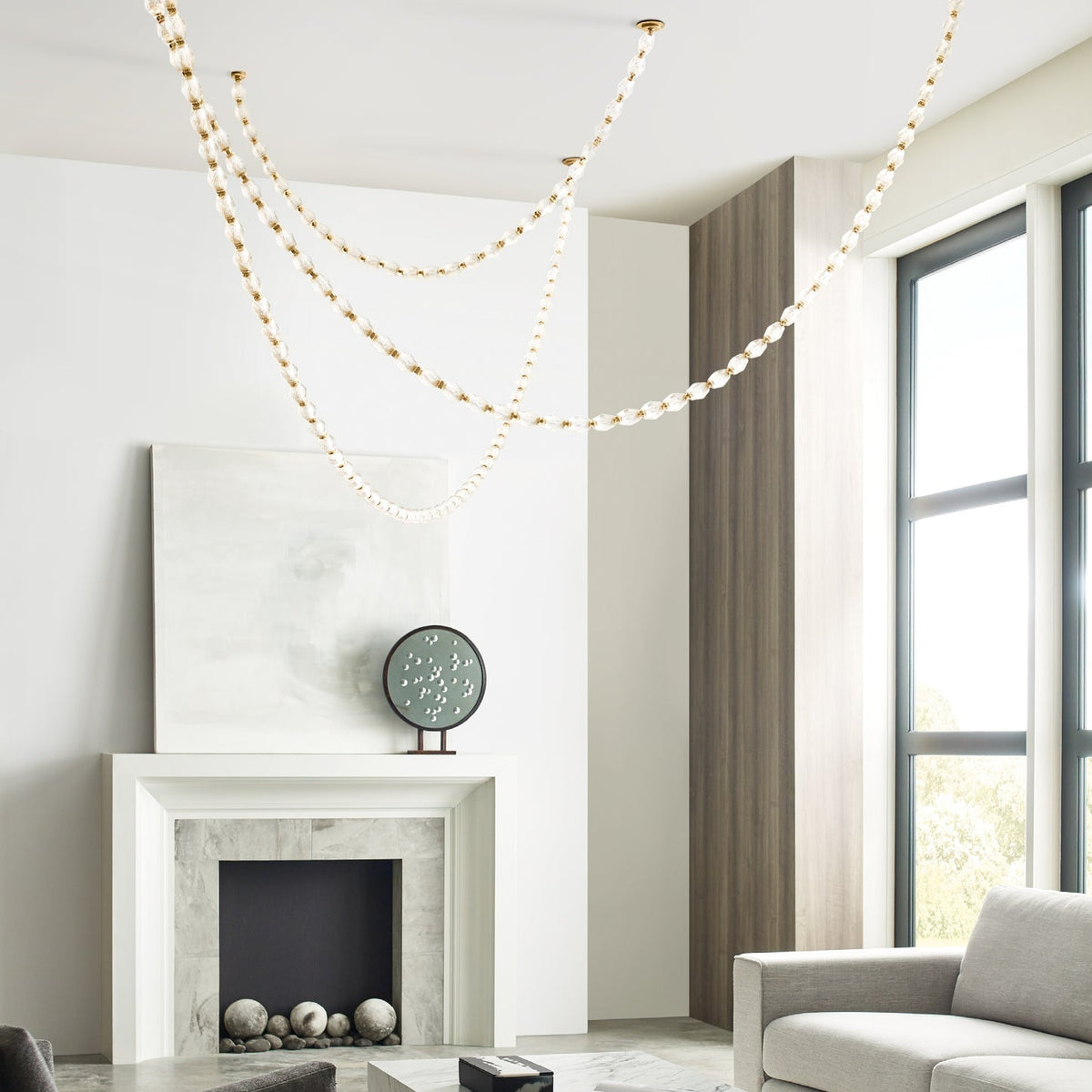 Riviere Glass Chain Chandelier – Modern Linear LED Pendant Light