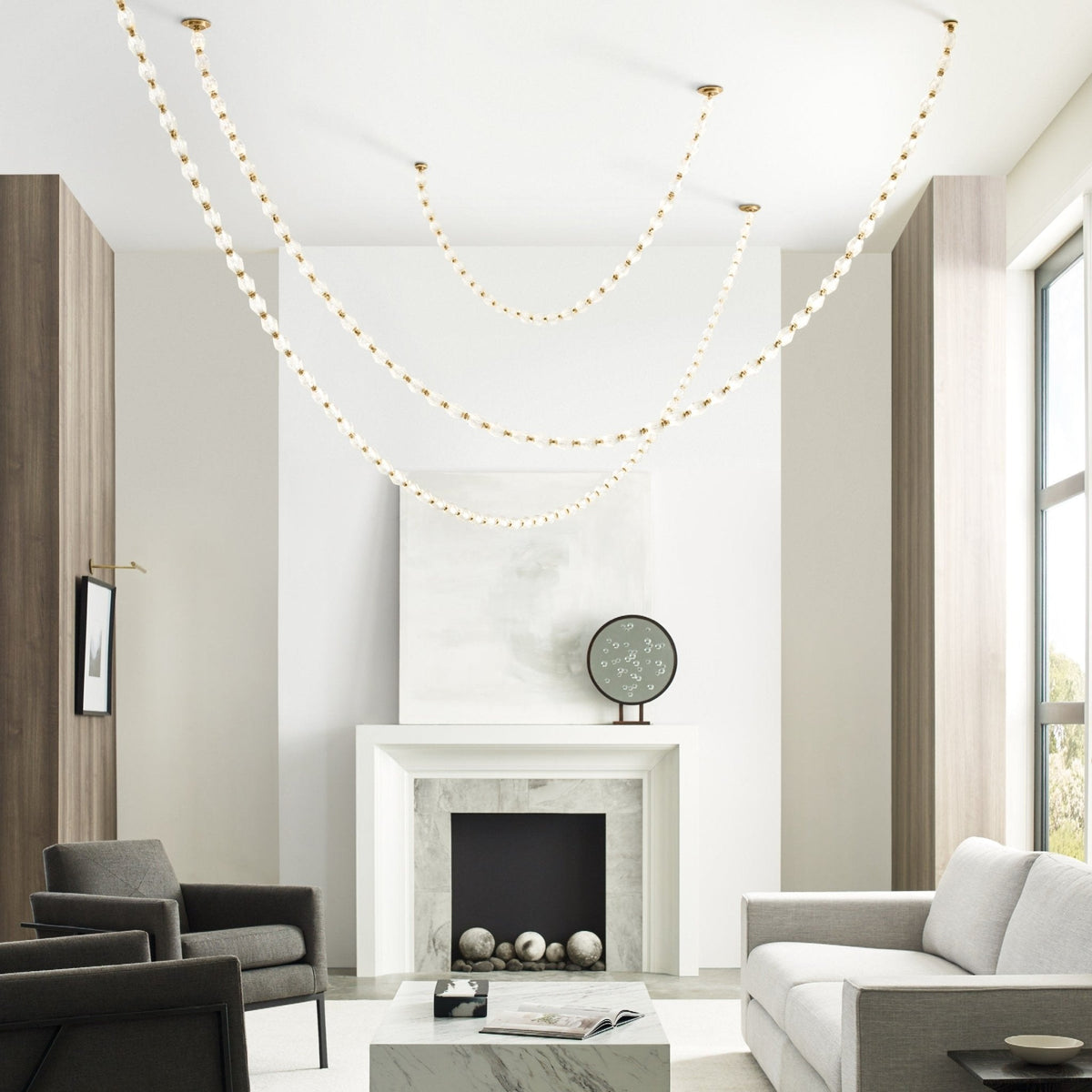 Riviere Glass Chain Chandelier – Modern Linear LED Pendant Light