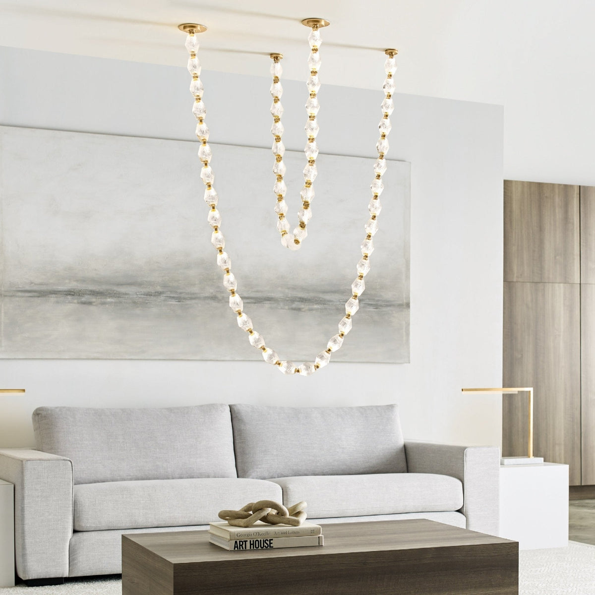 Riviere Glass Chain Chandelier – Modern Linear LED Pendant Light