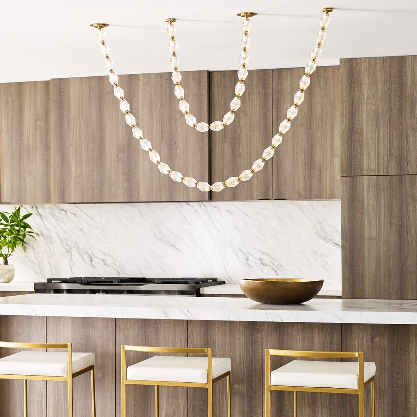 Riviere Glass Chain Chandelier – Modern Linear LED Pendant Light