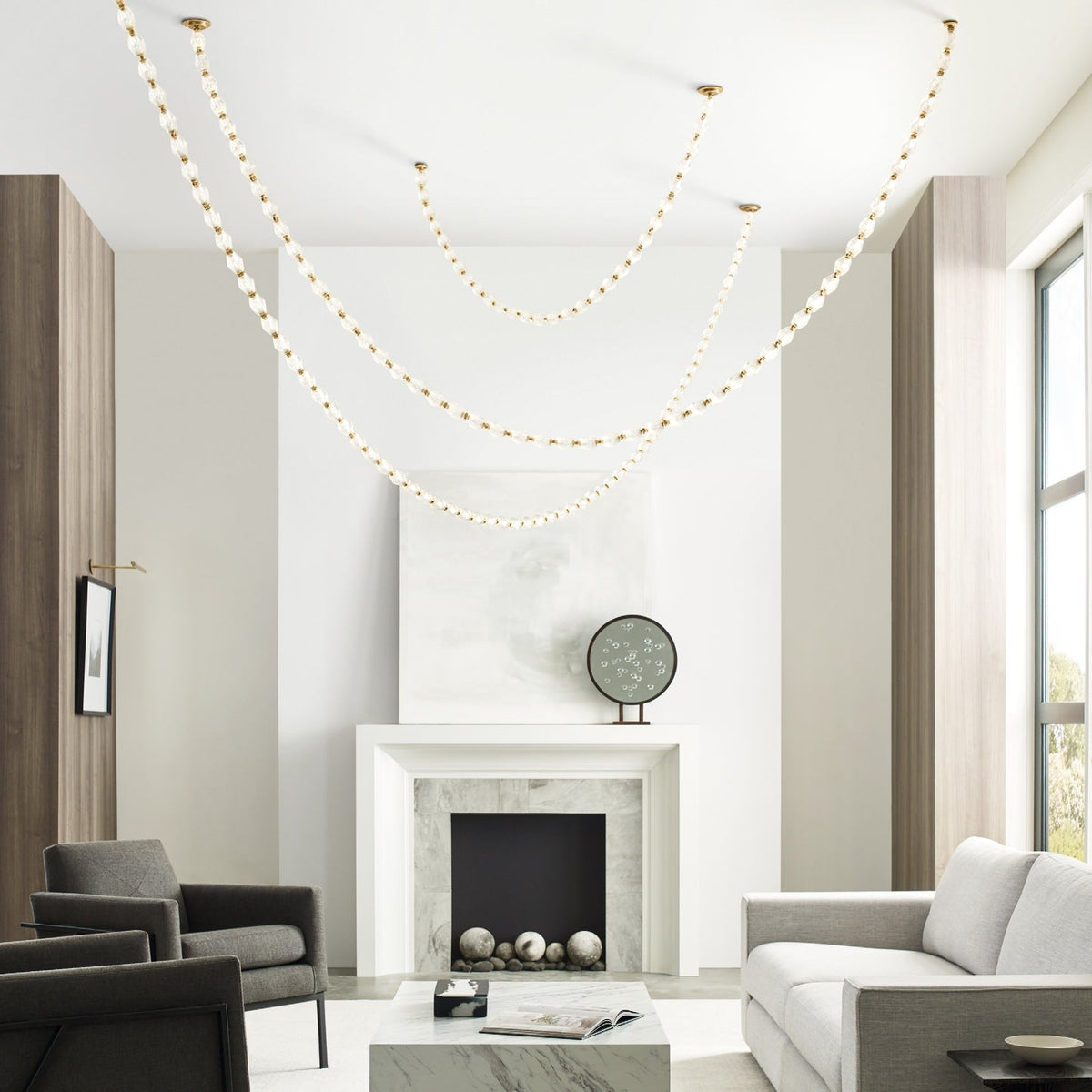 Riviere Glass Chain Chandelier – Modern Linear LED Pendant Light