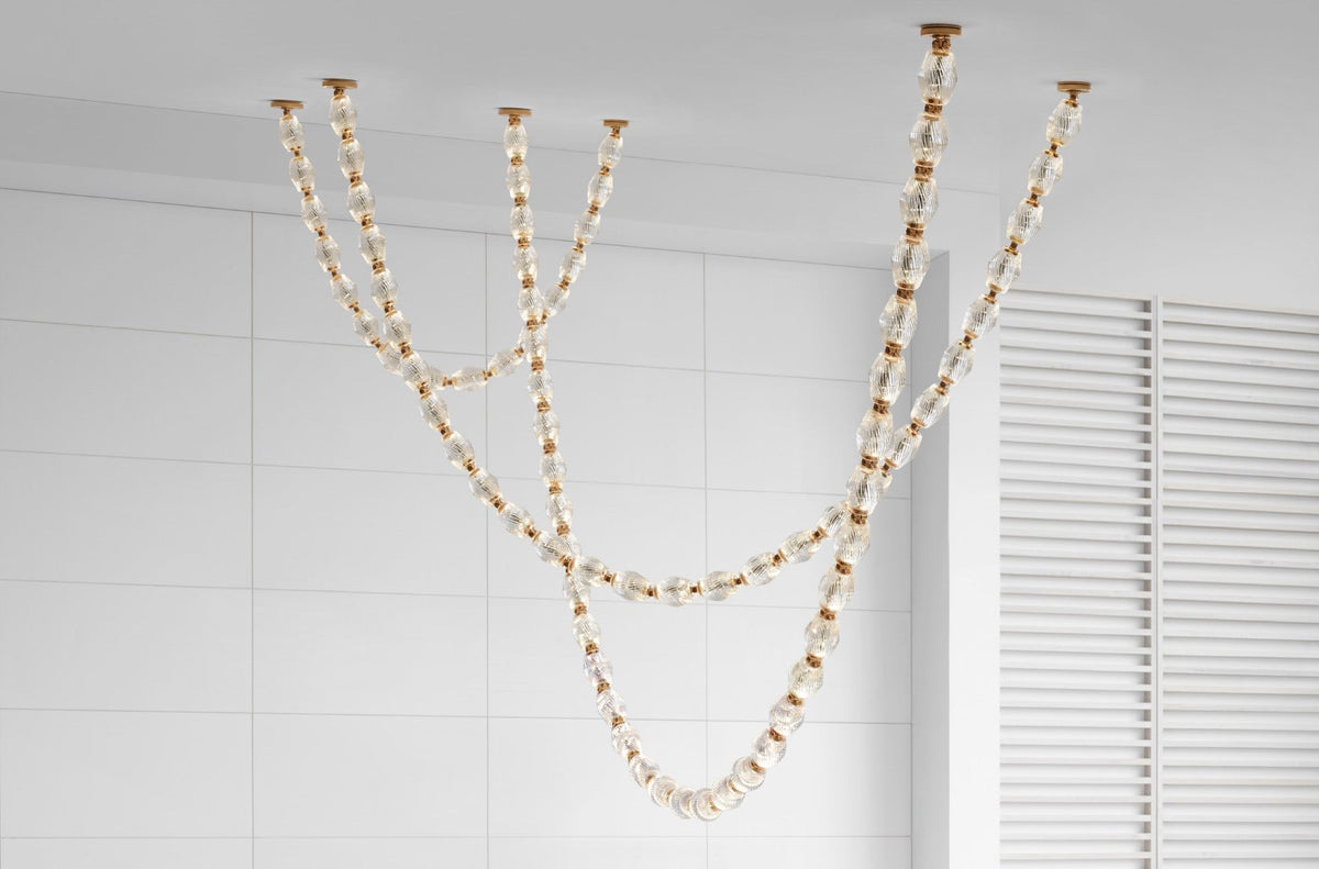 Riviere Glass Chain Chandelier – Modern Linear LED Pendant Light