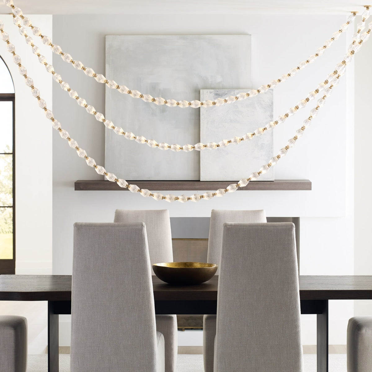 Riviere Glass Chain Chandelier – Modern Linear LED Pendant Light