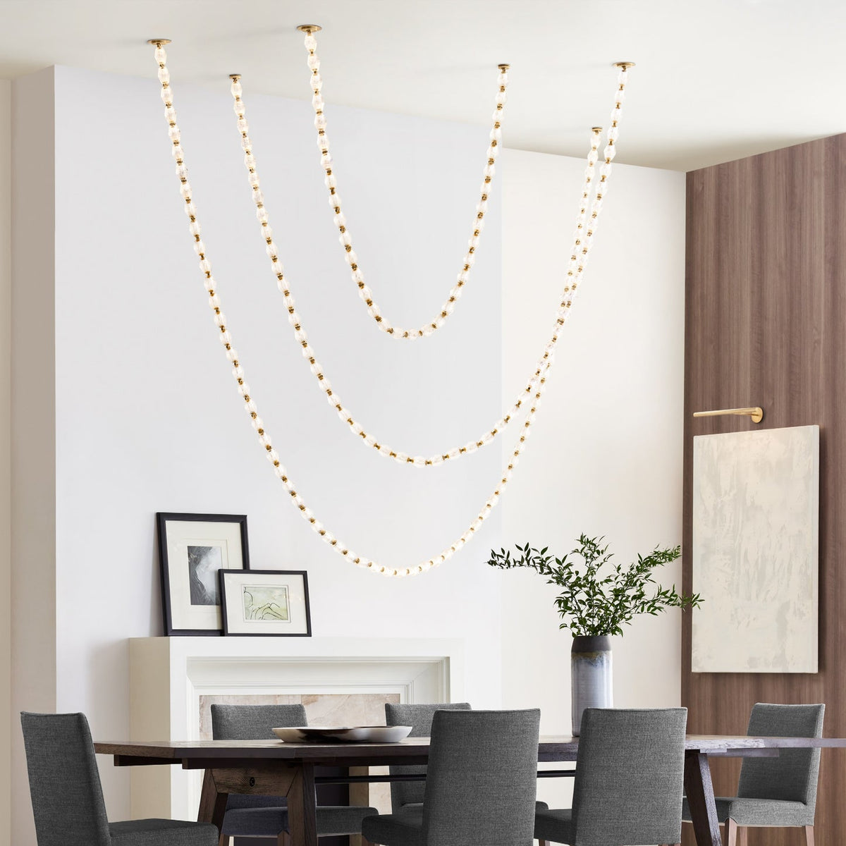 Riviere Glass Chain Chandelier – Modern Linear LED Pendant Light