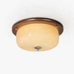 Aurelia Frosted Glass Dome Ceiling Light with Walnut Wood Accents