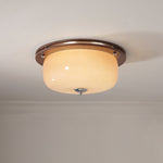 Aurelia Frosted Glass Dome Ceiling Light with Walnut Wood Accents