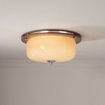 Aurelia Frosted Glass Dome Ceiling Light with Walnut Wood Accents