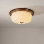 Aurelia Frosted Glass Dome Ceiling Light with Walnut Wood Accents