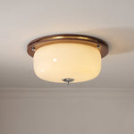 Aurelia Frosted Glass Dome Ceiling Light with Walnut Wood Accents