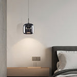 Glass Drum Shaped Pendant Light