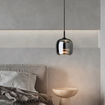 Glass Drum Shaped Pendant Light