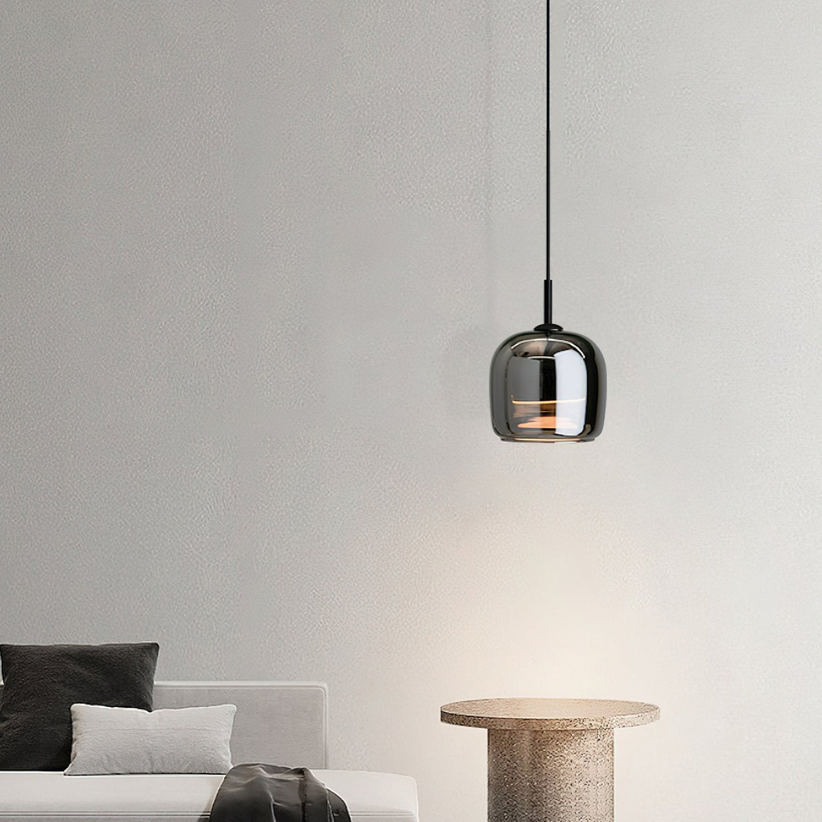 Glass Drum Shaped Pendant Light