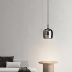 Glass Drum Shaped Pendant Light