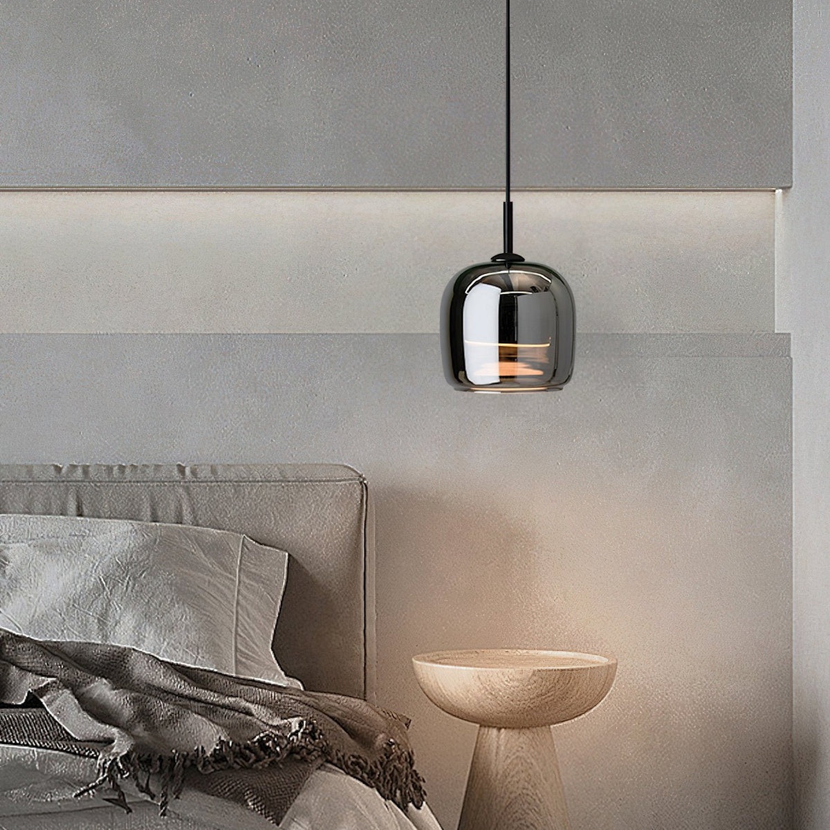 Glass Drum Shaped Pendant Light