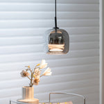 Glass Drum Shaped Pendant Light