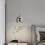 Glass Drum Shaped Pendant Light