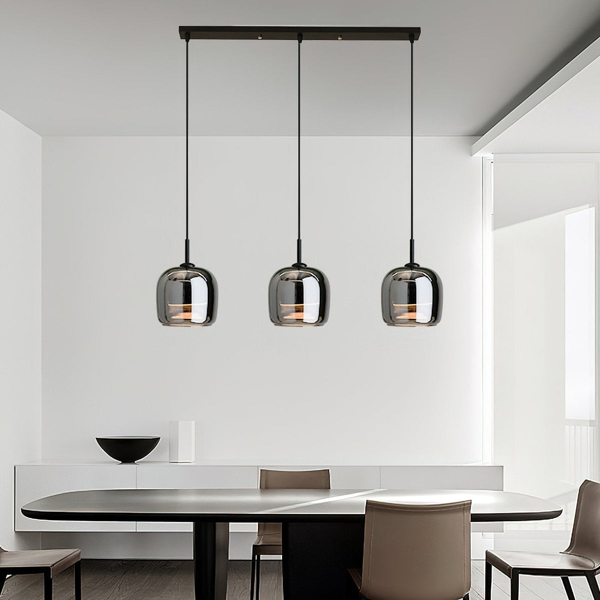 Glass Drum Shaped Pendant Light