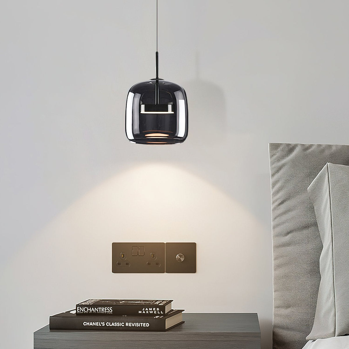 Glass Drum Shaped Pendant Light
