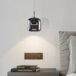 Glass Drum Shaped Pendant Light