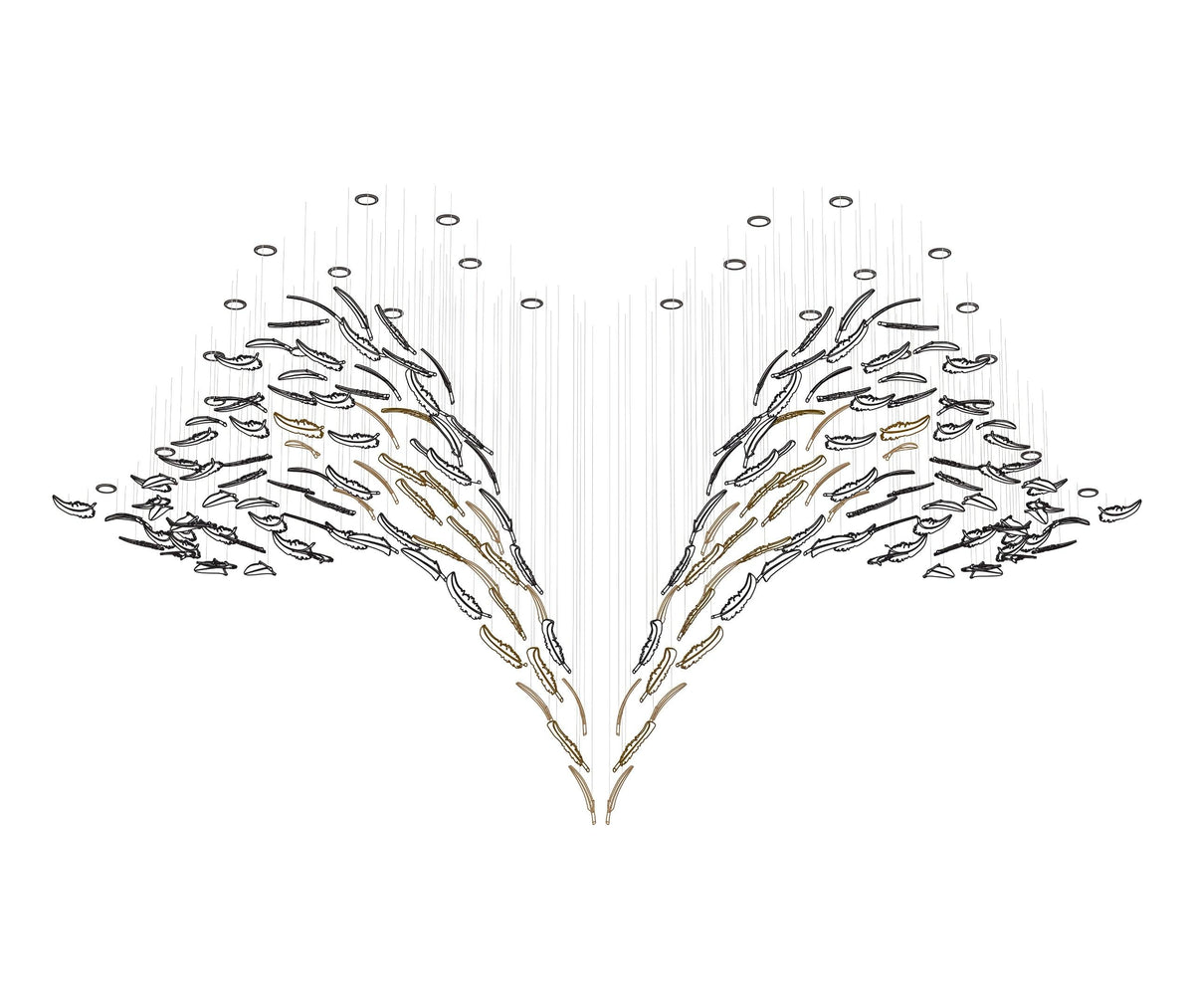 Glass Feathers Flying Chandelier — Modern LED Statement Pendant for Dining & Living Rooms