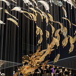 Glass Feathers Flying Chandelier — Modern LED Statement Pendant for Dining & Living Rooms