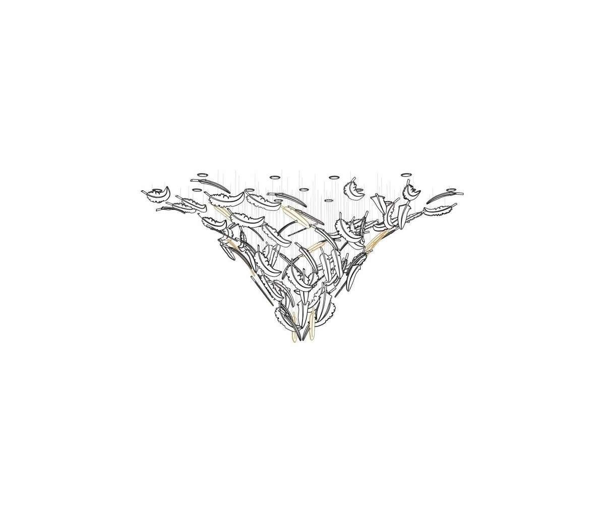 Glass Feathers Flying Chandelier — Modern LED Statement Pendant for Dining & Living Rooms