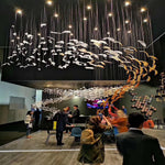 Glass Feathers Flying Chandelier — Modern LED Statement Pendant for Dining & Living Rooms