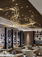 Glass Feathers Flying Chandelier — Modern LED Statement Pendant for Dining & Living Rooms