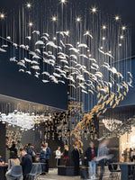 Glass Feathers Flying Chandelier — Modern LED Statement Pendant for Dining & Living Rooms