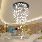 Glass Feathers Flying Chandelier — Modern LED Statement Pendant for Dining & Living Rooms