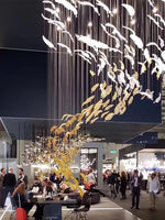 Glass Feathers Flying Chandelier — Modern LED Statement Pendant for Dining & Living Rooms