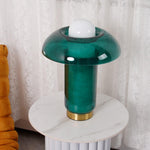 Blue Glass Mushroom Table Lamp