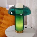 Blue Glass Mushroom Table Lamp