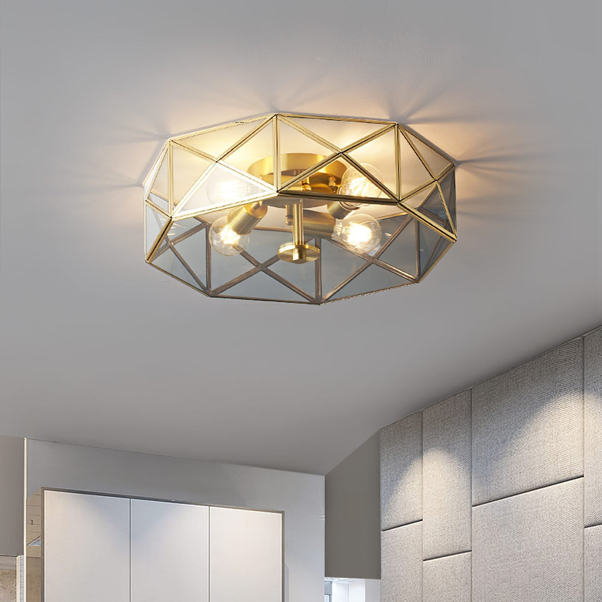 Glass Polyhedron Ceiling Light