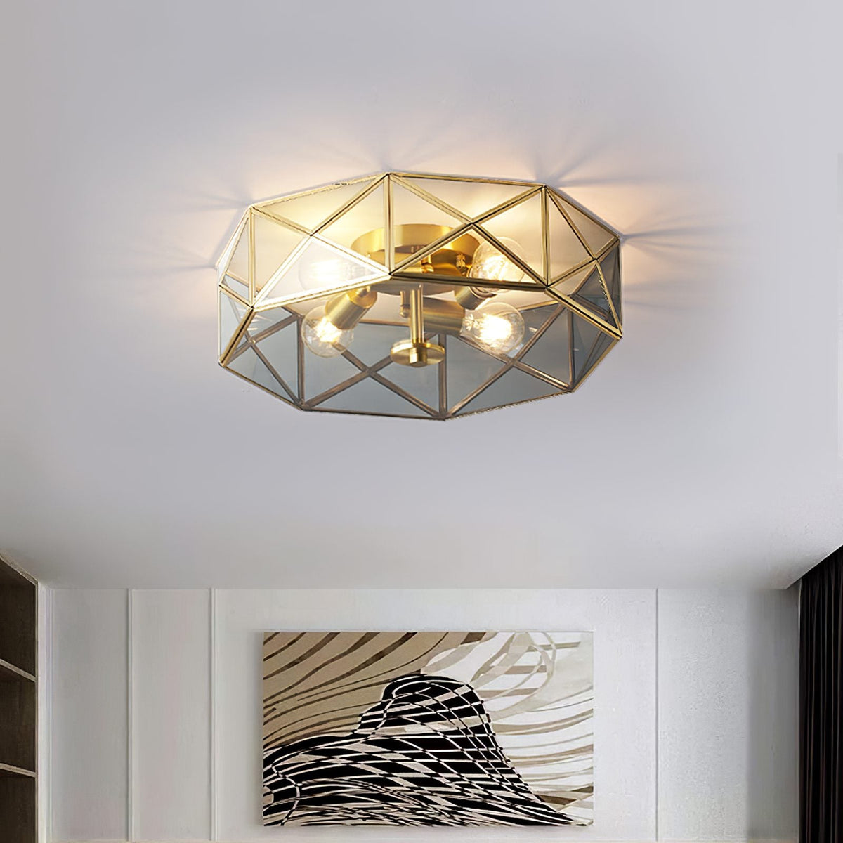 Glass Polyhedron Ceiling Light
