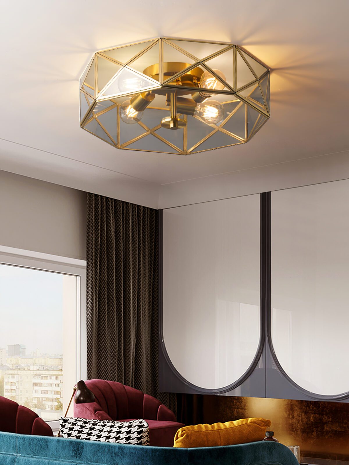 Glass Polyhedron Ceiling Light