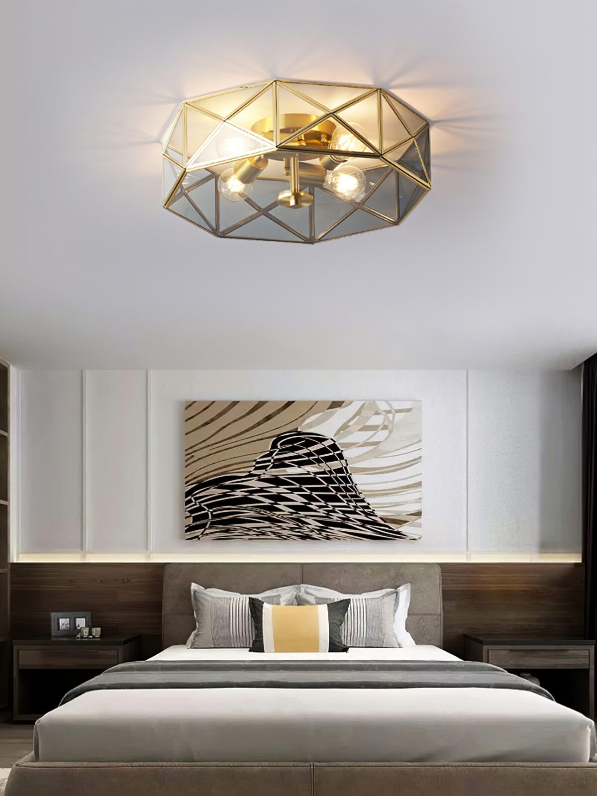 Glass Polyhedron Ceiling Light