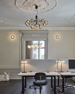 Artisan Glass Globe Cluster Chandelier in Brass or Black