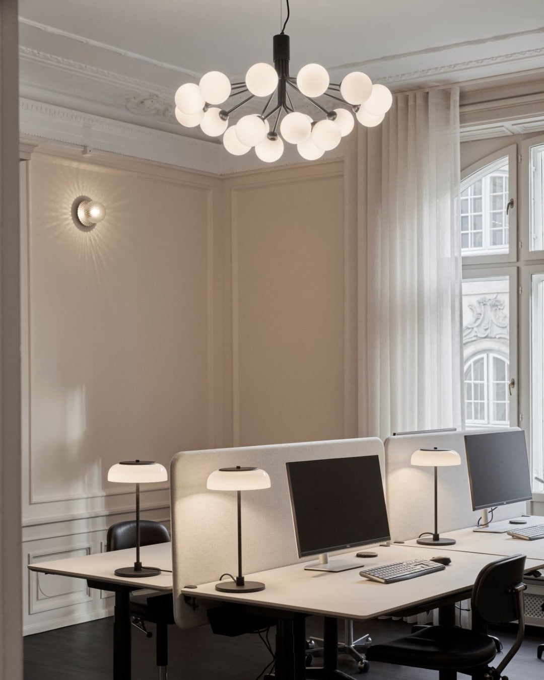 Artisan Glass Globe Cluster Chandelier in Brass or Black