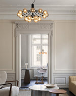 Artisan Glass Globe Cluster Chandelier in Brass or Black