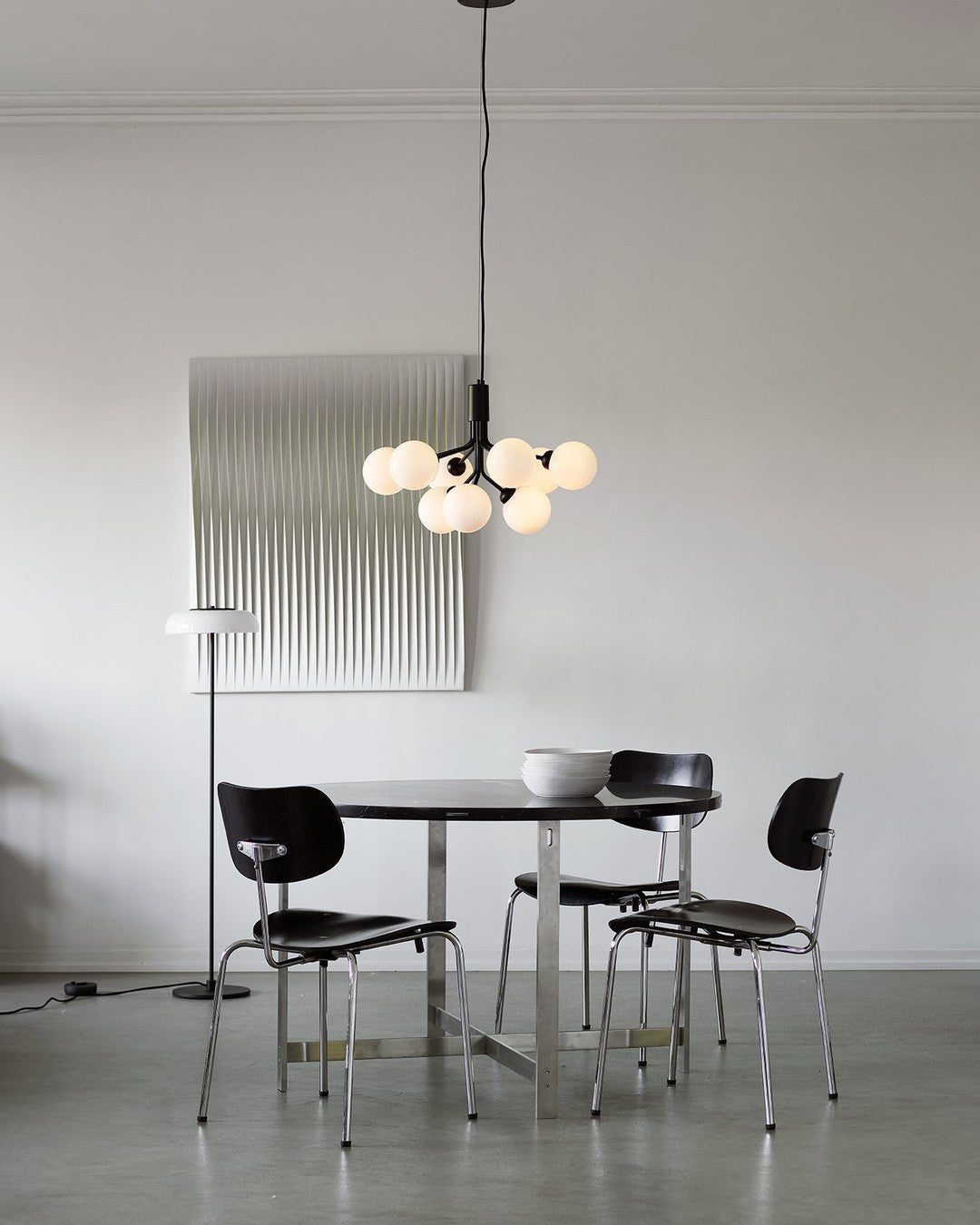 Artisan Glass Globe Cluster Chandelier in Brass or Black