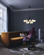 Artisan Glass Globe Cluster Chandelier in Brass or Black