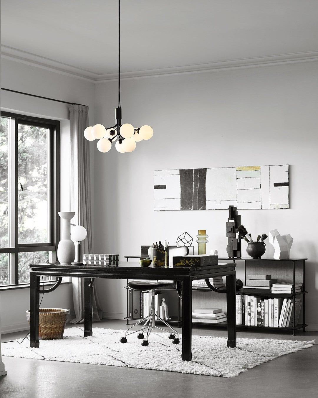 Artisan Glass Globe Cluster Chandelier in Brass or Black